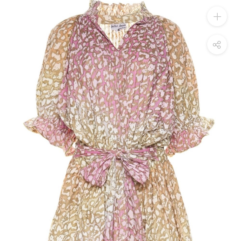 Juliet Dunn Snow Leopard Tie Dye Blouson Mini Dress